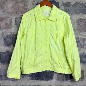 Sonoma Life‎ Style Neon Yellow Zip Up Jacket Women's XL Casual Lightweight